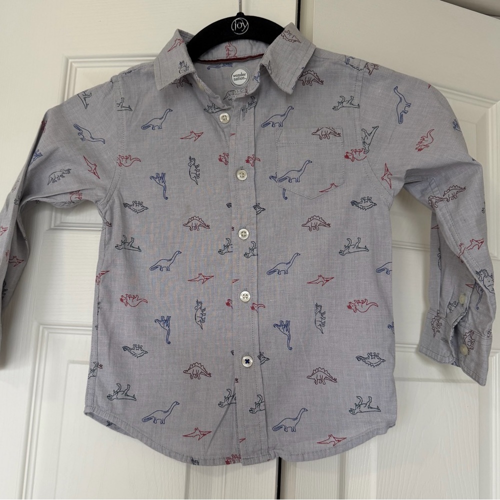 Dinosaur Print Kids Shirt - Gray